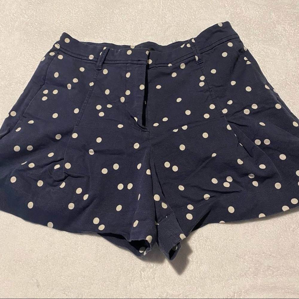 J Crew Navy Polka Dot High Waisted Shorts Size 6